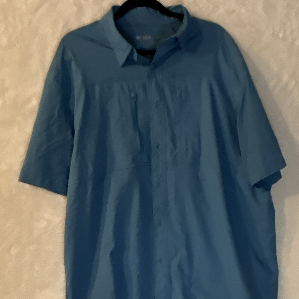 Ariat Tek Men's Blue Short Sleeve Button-Up Shirt Pockets Size XL